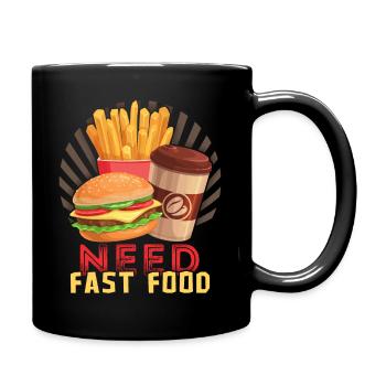 Restauration rapide, Burgers, Hamburgers, Frites - Mug uni - noir - Droite