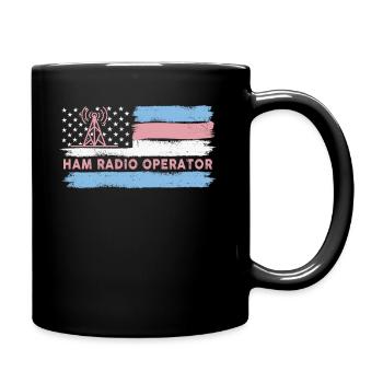 Ham Radio Operator US Flag - Full Colour Mug - black - Right