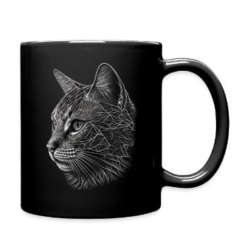 Katze Kunst Kunstwerk Geschenk Katzen Haustier - Tasse einfarbig - Schwarz - Rechts