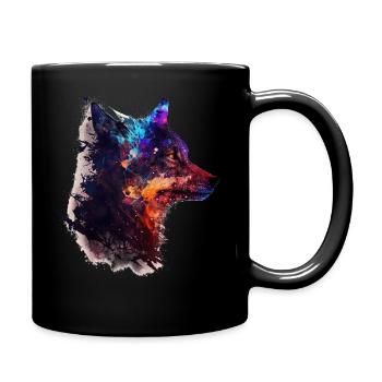 Wolf Tier Kunst Geschenk Tiermotiv - Tasse einfarbig - Schwarz - Rechts