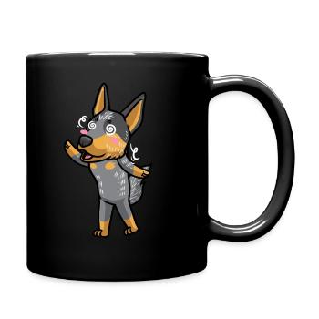 Australian Cattle Hund Blue Heeler Kawaii Emoticon - Tasse einfarbig - Schwarz - Rechts