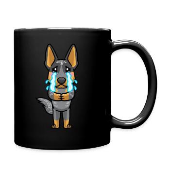 Australian Cattle Hund Blue Heeler Kawaii Emoticon - Tasse einfarbig - Schwarz - Rechts