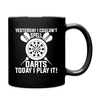 Yesterday I couldn't spell darts - Full Colour Mug - black - Right