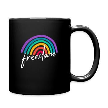 LGBTQ+ Rainbow Freedom Lesbian Gay Pride - Full Colour Mug - black - Right