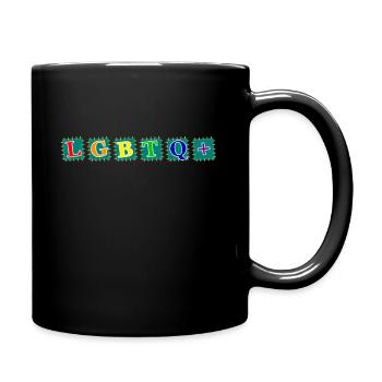 LGBTQ+ Rainbow Freedom Lesbian Gay Pride - Full Colour Mug - black - Right