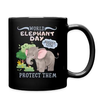 Rette die Elefanten, Tag des Elefanten, Elefant - Tasse einfarbig - Schwarz - Rechts