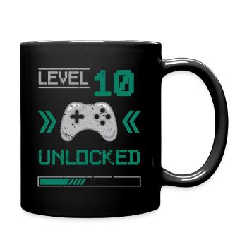 Level 10 freigeschaltet - Gamer-Shirt zum 10. Geburtstag - Tasse einfarbig - Schwarz - Rechts