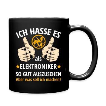Elektroniker Geselle Meister Prüfung Spruch - Tasse einfarbig - Schwarz - Rechts