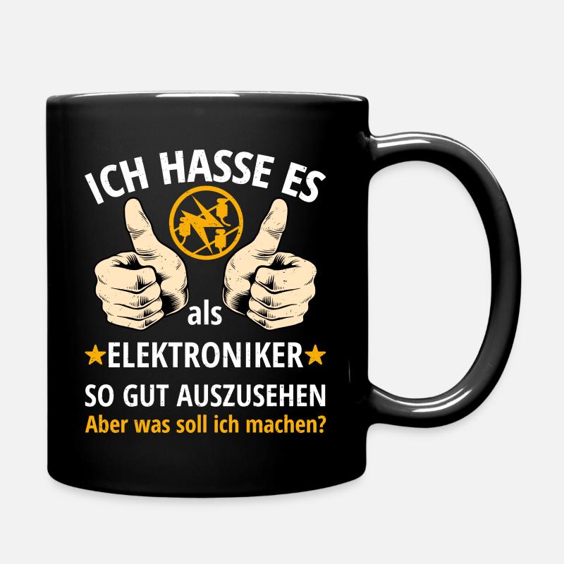 Elektroniker Geselle Meister Prüfung Spruch - Tasse einfarbig - Schwarz