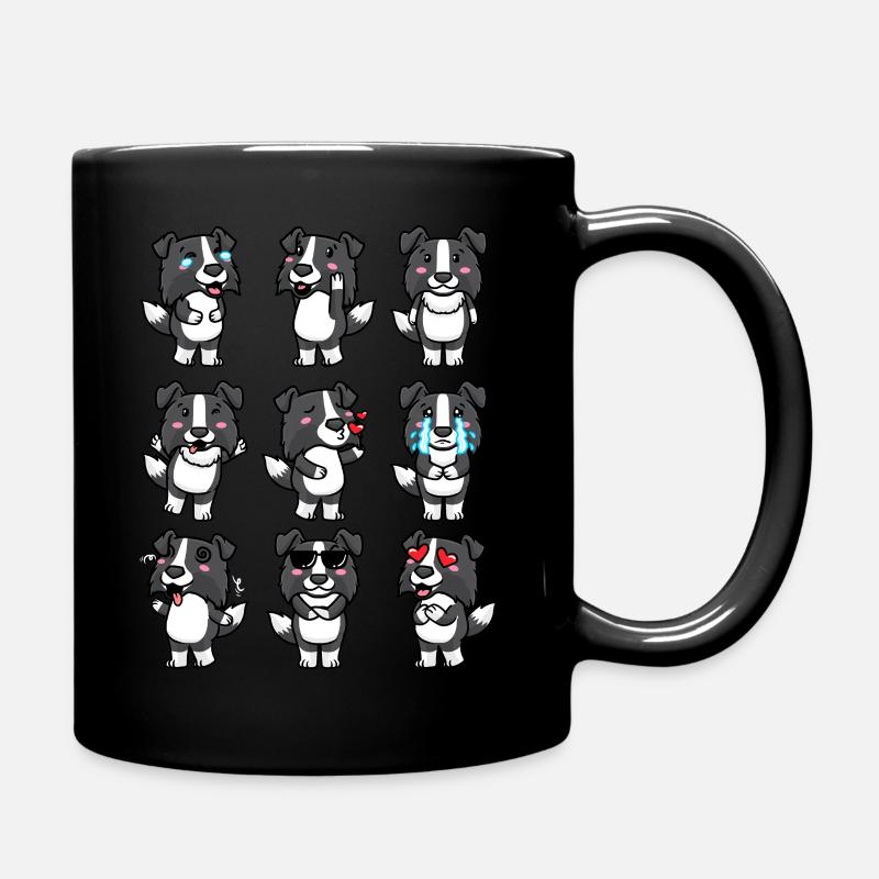 Border Collie Hund Emoticons Hunde - Tasse einfarbig - Schwarz