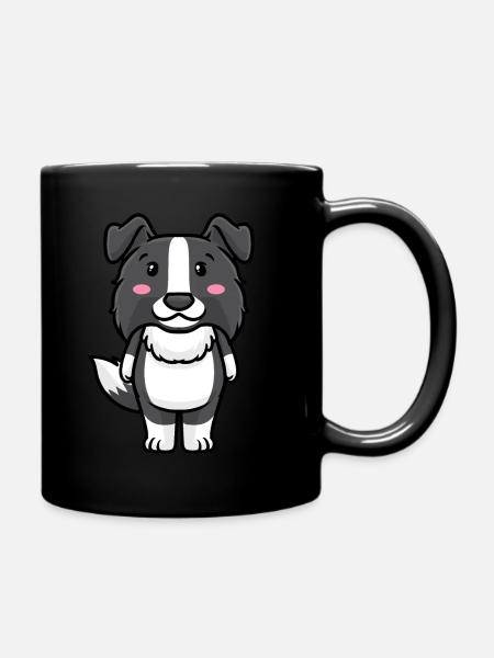 Border Collie Hund Emoticon Hunde - Tasse einfarbig - Schwarz