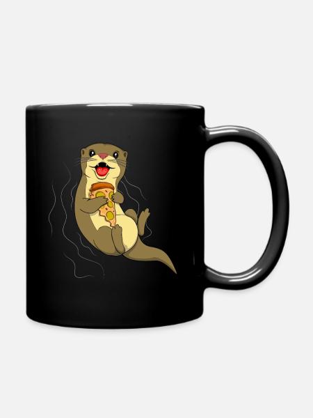Otter Whisperer Animal Marine Biologist Pizza - Full Colour Mug - black