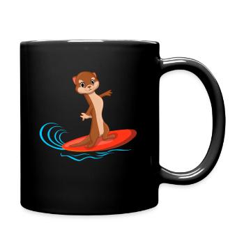 Surfer Surfboard Otter Lovers Sea Animal - Full Colour Mug - black - Right
