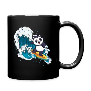 Surfing Panda Bear Zookeeper Animal Surfer - Full Colour Mug - black - Right