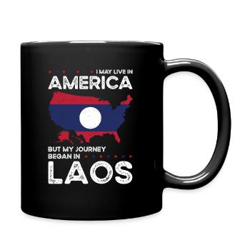 Geboren als Laotin Laos Amerikanerin USA - Tasse einfarbig - Schwarz - Rechts