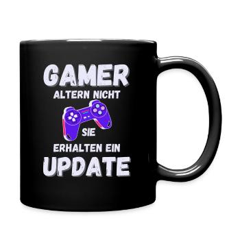 GAMER Lustiger Spruch Gaming Update - Tasse einfarbig - Schwarz - Rechts