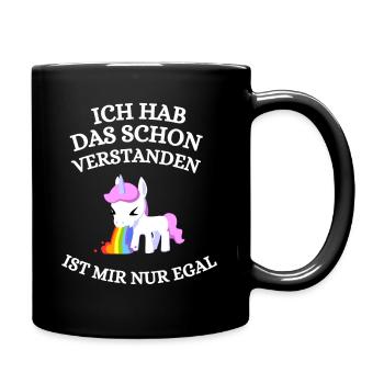 Lustiger Einhorn Spruch Ist Mir Nur Egal - Tasse einfarbig - Schwarz - Rechts