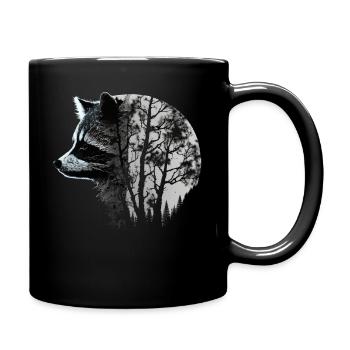 Waschbär Geschenkidee Kunst Raccoon Tier Motiv - Tasse einfarbig - Schwarz - Rechts