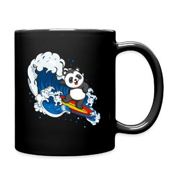 Zookeeping Surfing Wildlife Animal Panda Bear Surfing - Full Colour Mug - black - Right