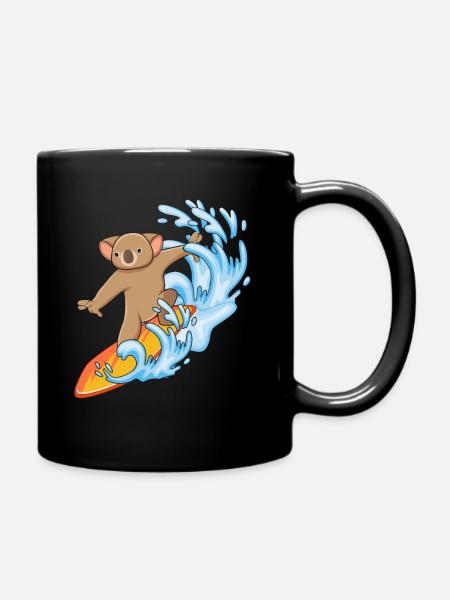 Koala-Liebhaber Koala-Flüsterer Tier-Surfer - Tasse einfarbig - Schwarz