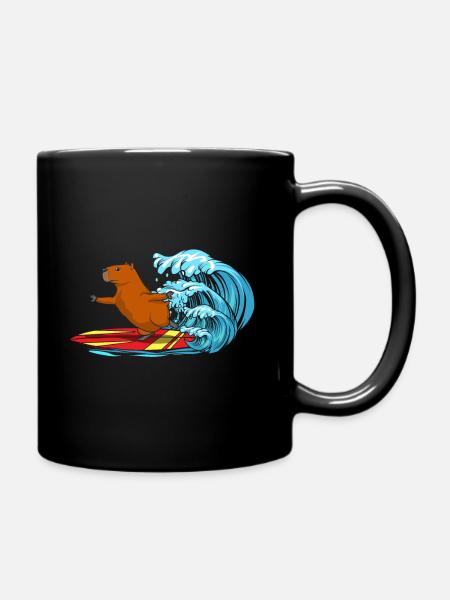 Surfing Animal Capybara Whisperer Cavy Nagetier - Tasse einfarbig - Schwarz