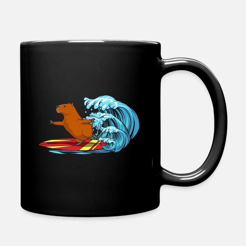 Surfing Animal Capybara Whisperer Cavy Nagetier - Tasse einfarbig - Schwarz