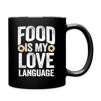 Essen ist meine Liebessprache - Tasse einfarbig - Schwarz - Rechts