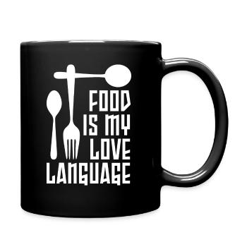 Essen ist meine Liebessprache - Tasse einfarbig - Schwarz - Rechts