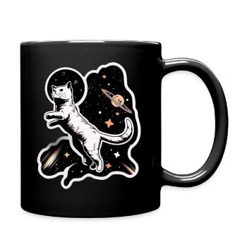 Cat, Espace, Aventure Autocollant Astronaute - Mug uni - noir - Droite