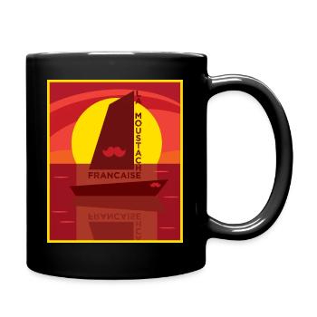 La Moustache Française - Voilier/Coucher de soleil - Mug uni - noir - Droite