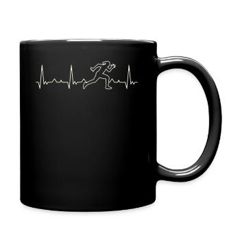 Frau Sportler Running Girl. Herz. Liebe. Ekg. - Tasse einfarbig - Schwarz - Rechts