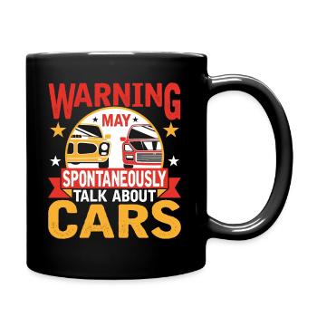 Warning can spontaneously talk about cars - Full Colour Mug - black - Right