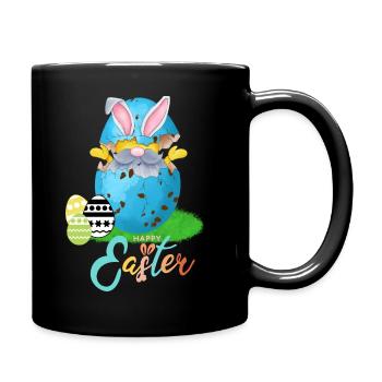 Lustiges Design Frohe Ostern mit Gnom! - Tasse einfarbig - Schwarz - Rechts