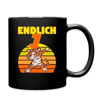 Dabbing Tiger 1 Geburtstag 1 Jahr Löwe witzig dab - Tasse einfarbig - Schwarz - Rechts