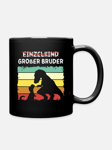 Einzelkind großer Bruder Dino - Tasse einfarbig - Schwarz