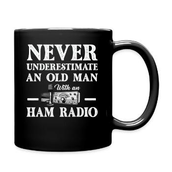 Ne sous-estimez jamais un vieil homme avec une radio amateur - Mug uni - noir - Droite