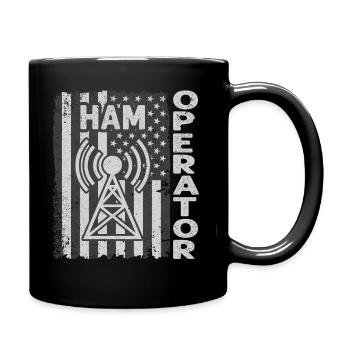 Ham Operator US-Flagge - Tasse einfarbig - Schwarz - Rechts