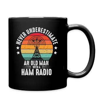 Never Underestimate An Old Man With A Ham Radio - Full Colour Mug - black - Right