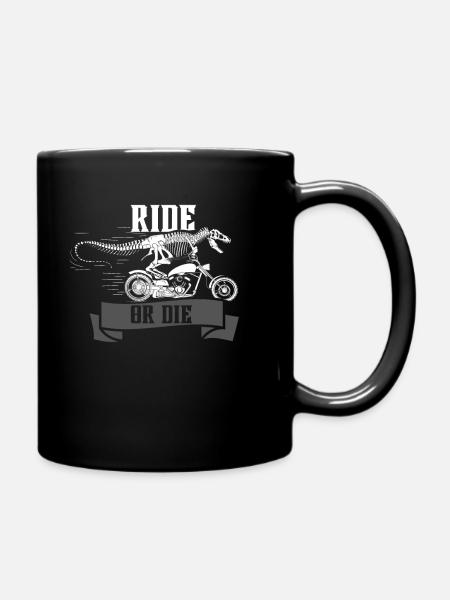 Reiten oder sterben Dinosaurier - Tasse einfarbig - Schwarz