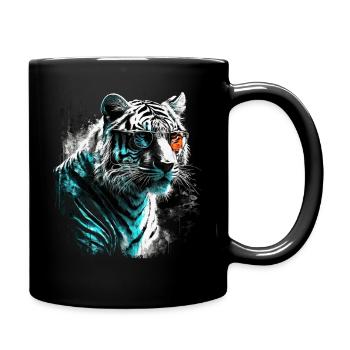 Tiger Motif Tiger Zoo Animals Art Tiger Head Motif - Full Colour Mug - black - Right