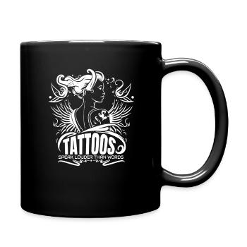 Mots joyeux de tatouages abstraits Citation - Mug uni - noir - Droite