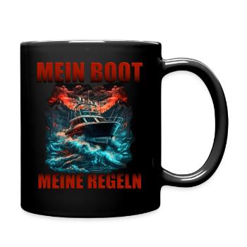 Segler Kapitän Skipper Mein Boot Meine Regeln - Tasse einfarbig - Schwarz - Rechts