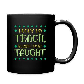 St. Patrick's Day Teaching Lucky Shamrock Clover - Full Colour Mug - black - Right