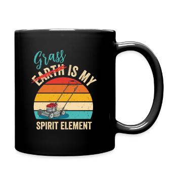Lawn Mowing Earth Spirit Element Lawnmower - Full Colour Mug - black - Right