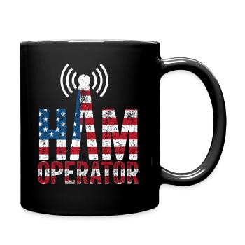 Ham Operator US-Flagge - Tasse einfarbig - Schwarz - Rechts