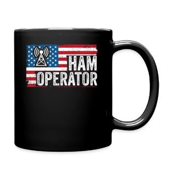 Ham Operator US-Flagge - Tasse einfarbig - Schwarz - Rechts