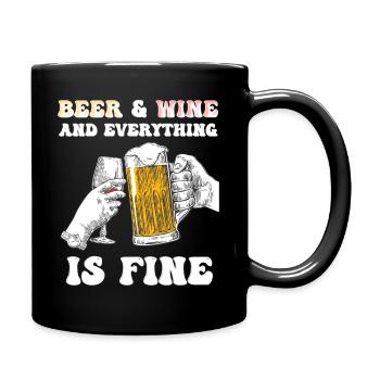BIER I WINE SPRUCHDESIGN - Tasse einfarbig - Schwarz - Rechts