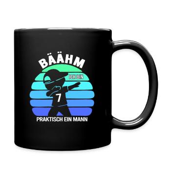 7 siebenjähriger 7. Geburtstag Jungen - Tasse einfarbig - Schwarz - Rechts