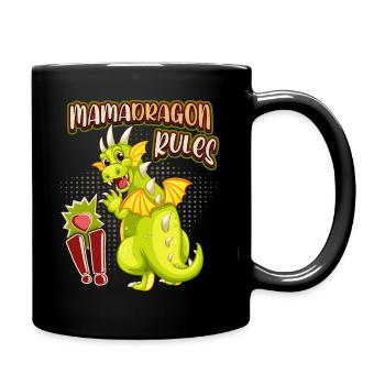 Mama-Drache, Mamadragon, lustiger Muttertag Spruch - Tasse einfarbig - Schwarz - Rechts