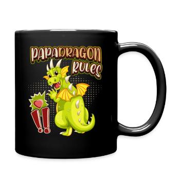 Papa-Drache, Papadragon, lustiger Vatertag Spruch - Tasse einfarbig - Schwarz - Rechts